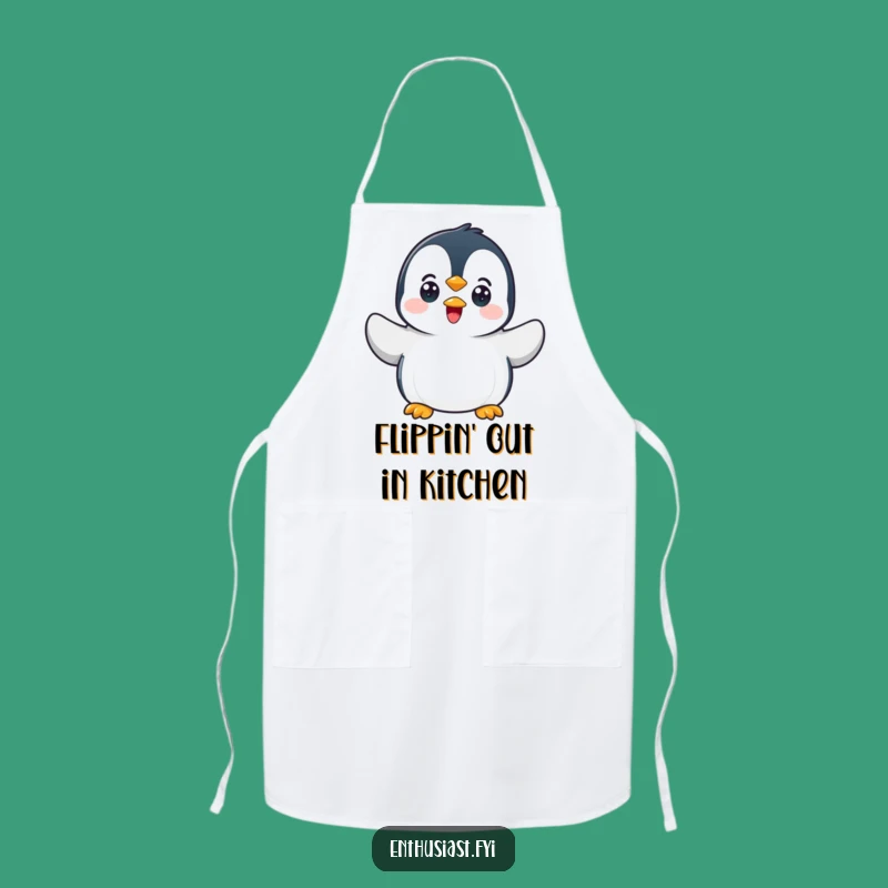 Funny Penguin Wave Apron: Cook and Serve with Arctic Fun!