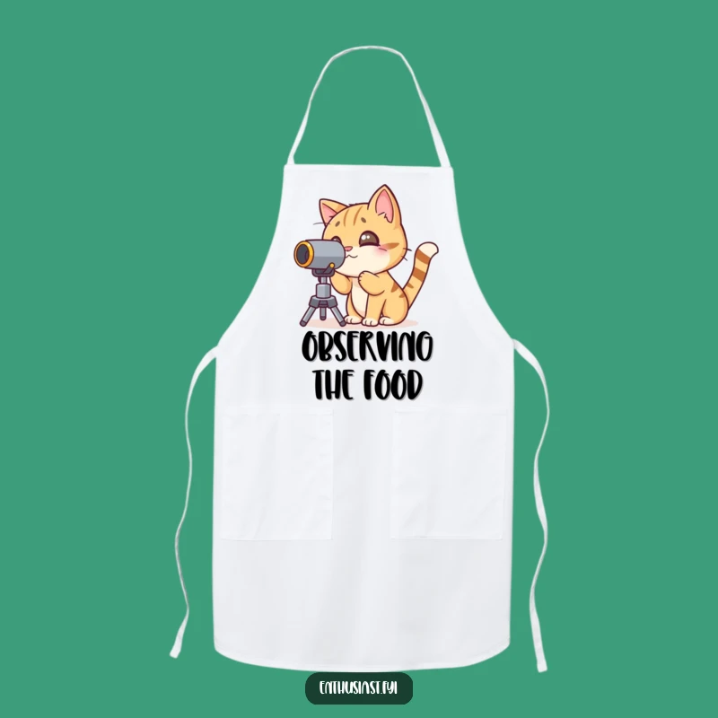 Funny Cat Telescope Apron: Cook and Explore with Feline Curiosity!