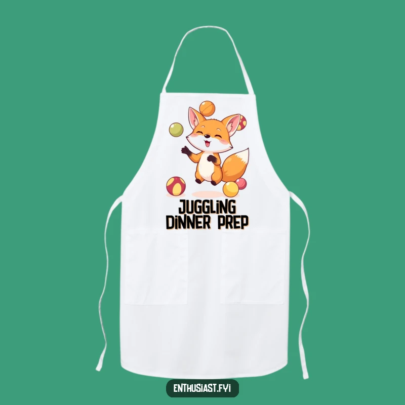 Funny Fox Juggling Apron: Cook Up Smiles in the Kitchen with Style
