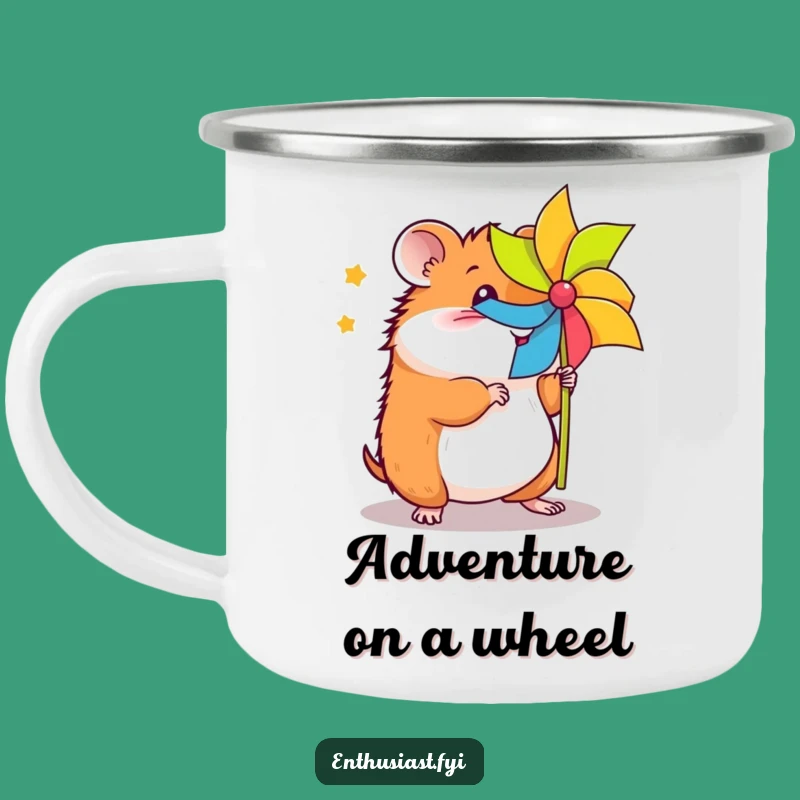 Funny Hamster Pinwheel Camping Mug: Adventure Fuel with Energetic Vibes