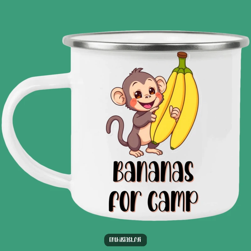 Funny Monkey Banana Camping Mug: Enthusiastic Primate Adventure Gift