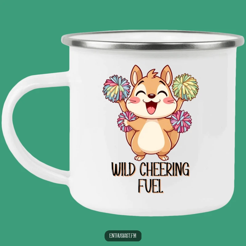 Funny Cheering Squirrel Camping Mug: Hot Drinks for Hot Games, Great Funny Gift