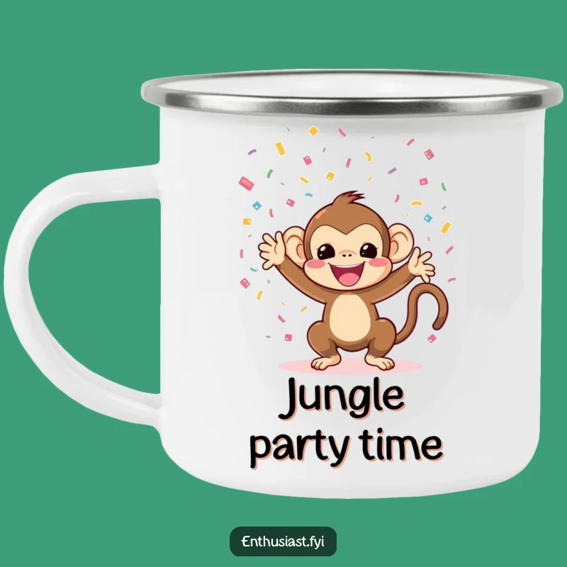 Funny Monkey Confetti Camping Mug: Sip Your Cheers Outdoors!