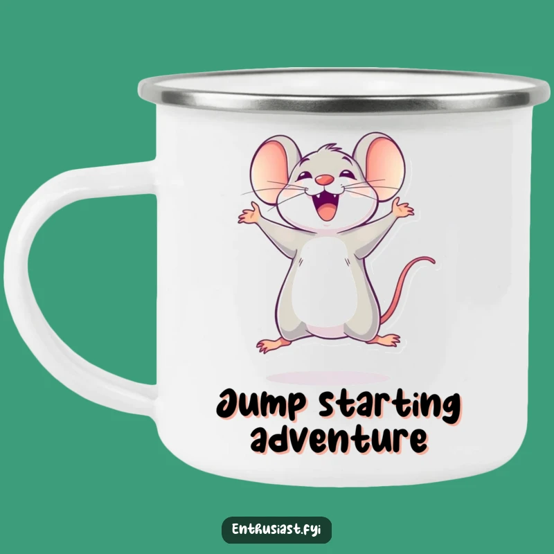 Funny Mouse Excitement Camping Mug: Adventure with Enthusiasm