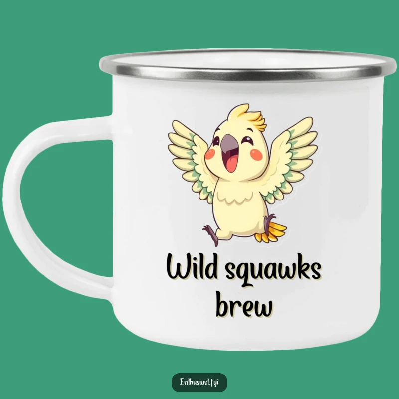 Funny Parrot Squawk Camping Mug: Enthusiastic Avian Adventure Gift