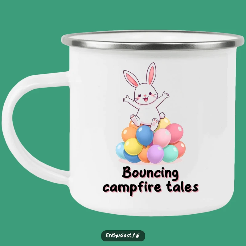 Funny Rabbit Balloon Leap Camping Mug: Your Companion for Joyful Outdoor Moments