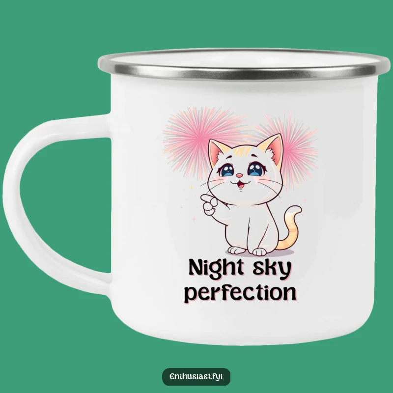Funny Cat Fireworks Camping Mug: Sparkling Outdoor Fun: Best Gift!