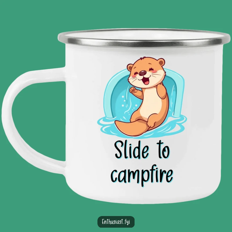 Funny Otter Slide Camping Mug: Enthusiastic Water Adventure Gift