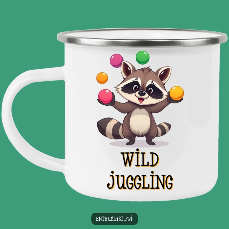 Funny Raccoon Juggling Camping Mug: Adventure Fuel with a Twist