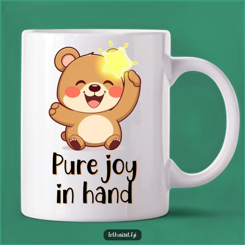 Funny Bear Joy Mug: Glowing Object Wonder, Perfect Funny Gift for Optimists