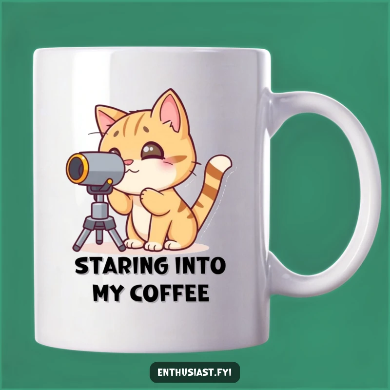 Funny Cat Telescope Mug: Explore Your Universe with Cosmic Curiosity!