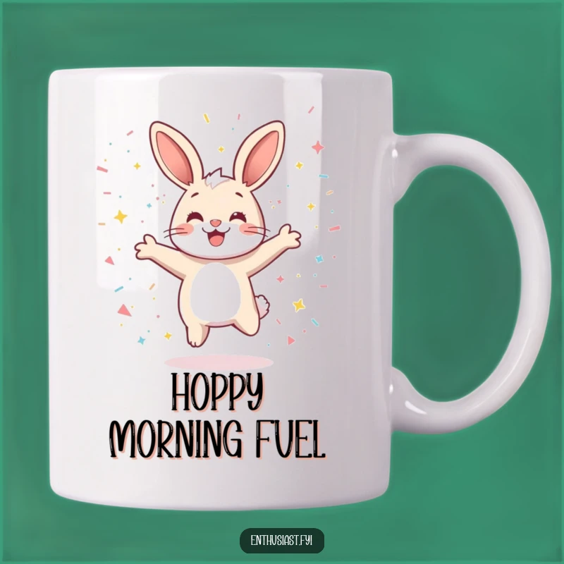 Funny Rabbit Joy Mug: Playful Easter Bunny Jumping for Fun Gift