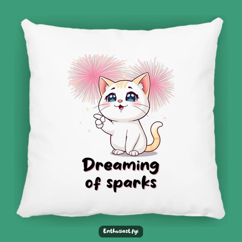Funny Cat Fireworks Pillow: Sparkling Eyes Comfort: Perfect Gift!