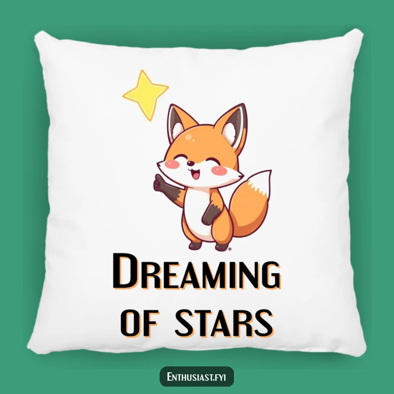 Funny Fox Star Pillow: Cozy Enthusiastic Celestial Comfort Gift