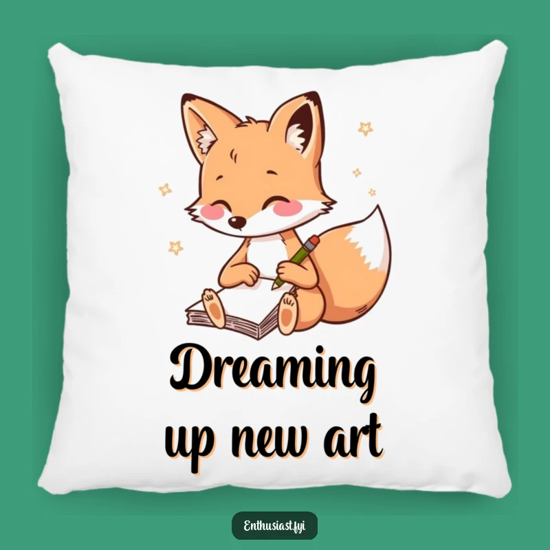 Funny Fox Sketching Pillow - Comfy Decor for Artists & Fox Fans