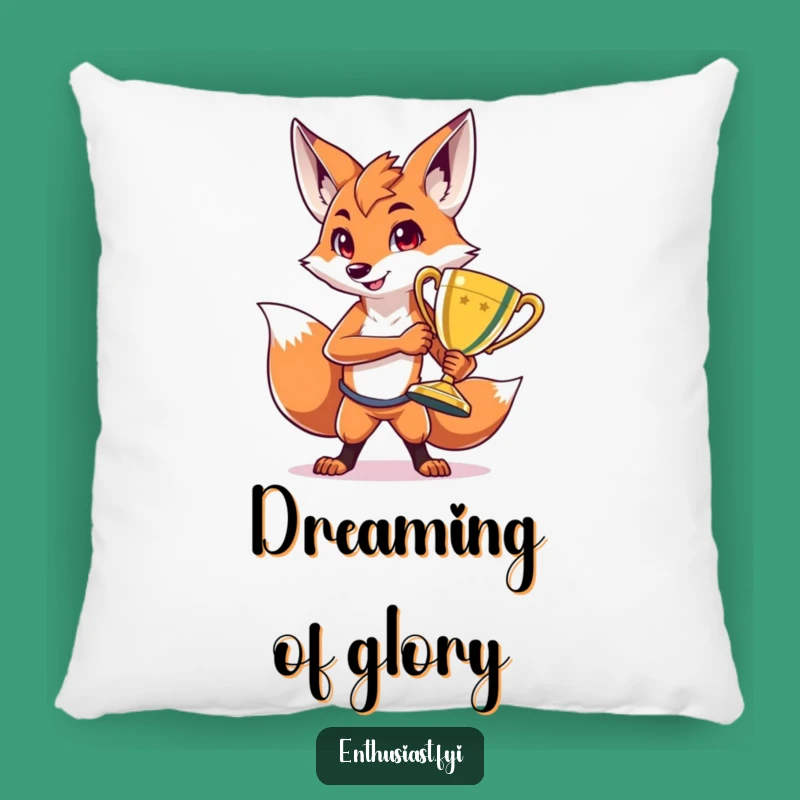 Funny Fox Trophy Accent Pillow: Snuggle Up with Victory in this Hilarious Home Decor