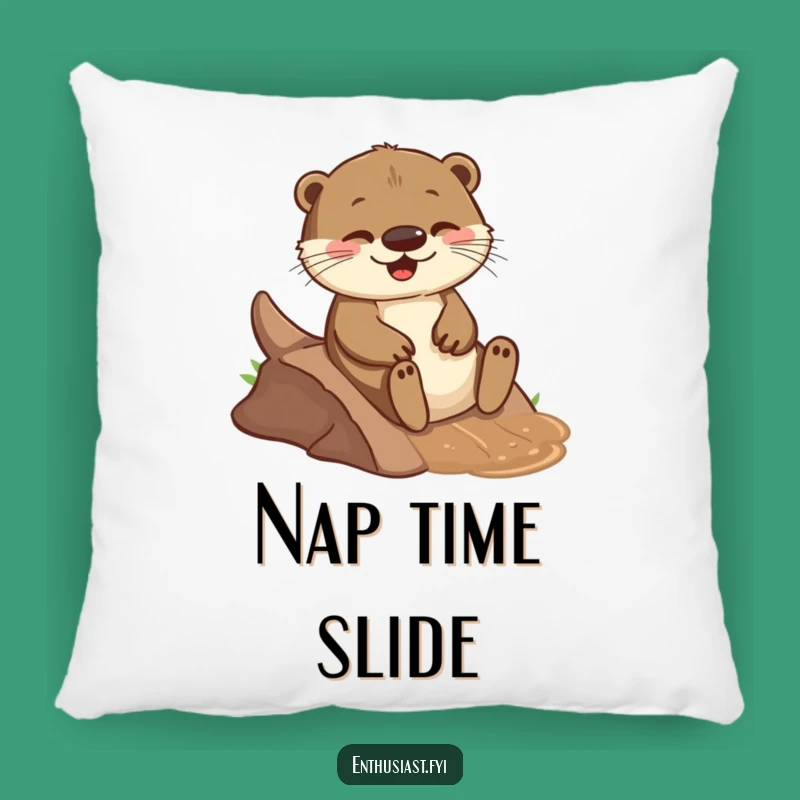 Funny Otter Slide Pillow: Cozy Play Cushion, Humorous Home Decor Gift