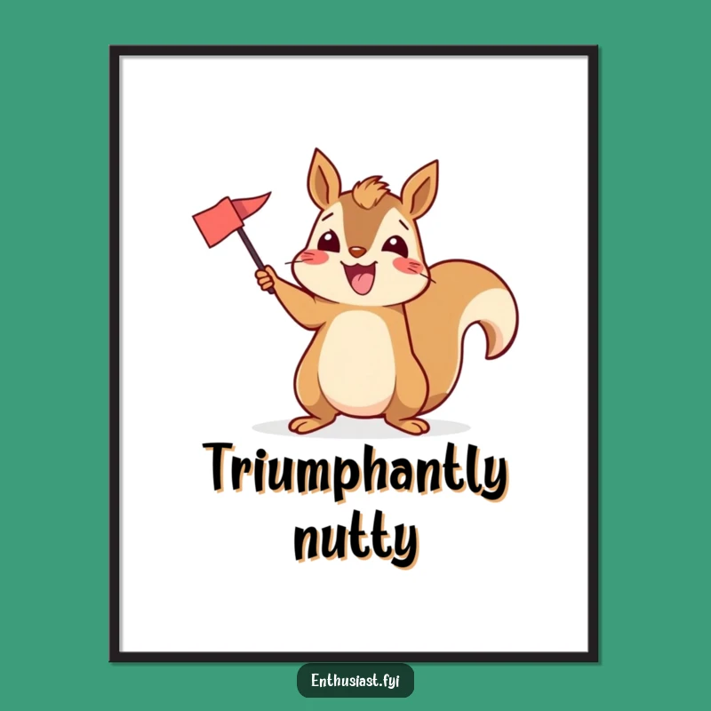 Funny Excited Squirrel Digital Print: Bring Spirited Cheer to Your Walls