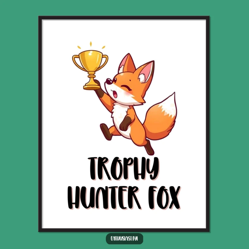 Funny Fox Digital Art: Energetic Character Print for Motivated Spaces