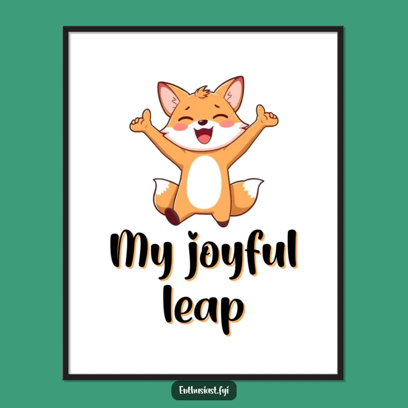 Funny Joyful Fox Digital Print: Exuberant Art, Instant Download Funny Gift