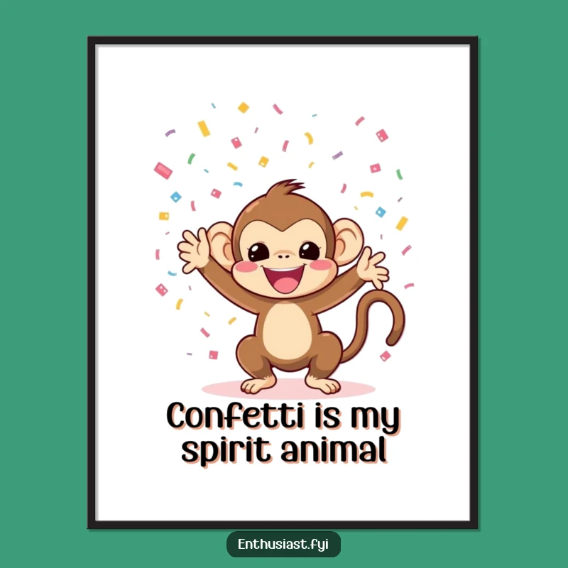 Funny Monkey Confetti Digital Art: Instant Party Decor for Your Space!