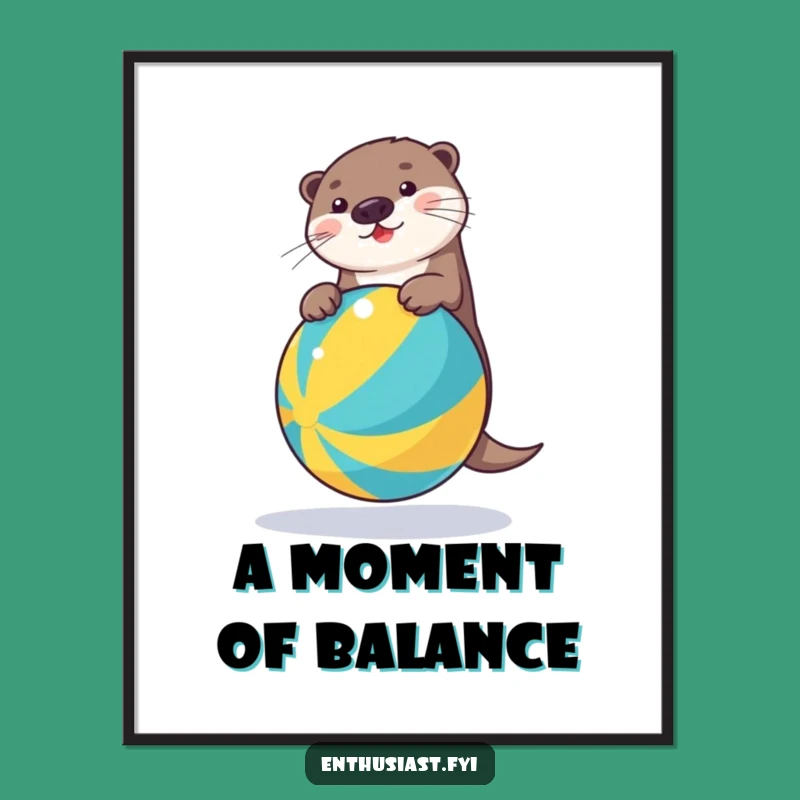 Funny Otter Beach Ball Digital Art: Instant Hilarious Decor for Your Space