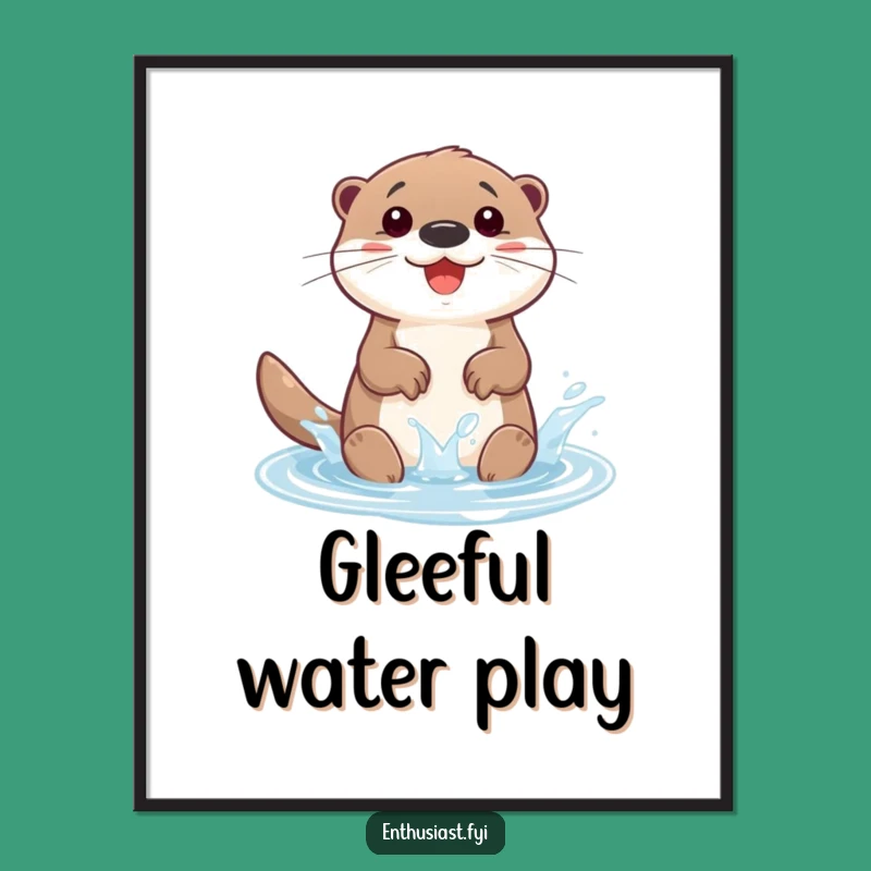 Funny Otter Digital Art: Happy Character Print for Joyful Spaces