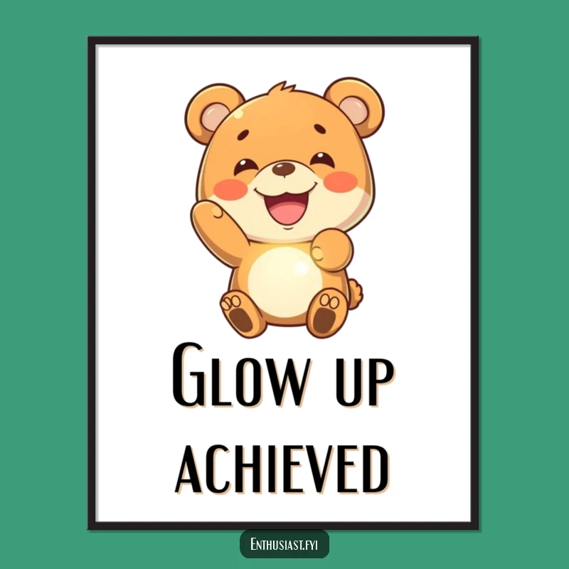 Funny Bear Grin Digital Art: Glowing Joy Print: Instant Gift!