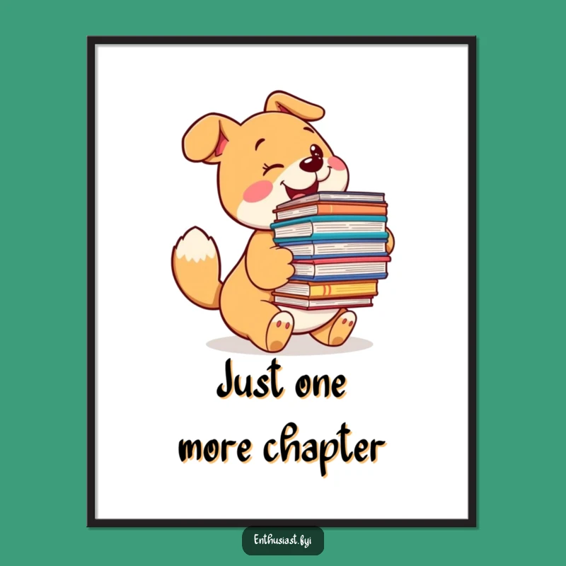 Funny Dog Book Lover Digital Art: Instant Joyful Download, Perfect Funny Gift for Readers