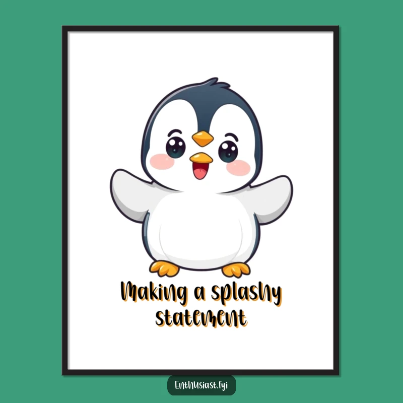 Funny Penguin Wave Digital Art: Instant Arctic Charm for Your Walls!