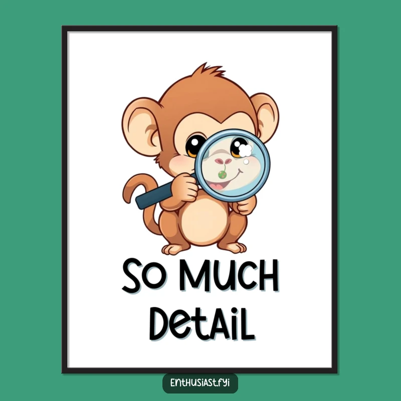 Funny Monkey Investigator Digital Art: Instant Curious Download, Perfect Funny Gift for Art Lovers