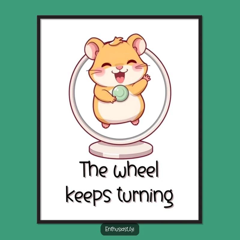 Funny Hamster Wheel Digital Art: Giggling Energy Download, Instant Fun Decor
