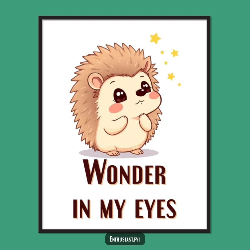 Funny Hedgehog Firefly Digital Art: Wondering Gaze Download, Instant Magic Decor