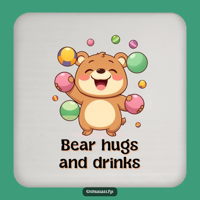 Funny Coasters: Juggling Bear Set, Hilarious Protection for Surfaces