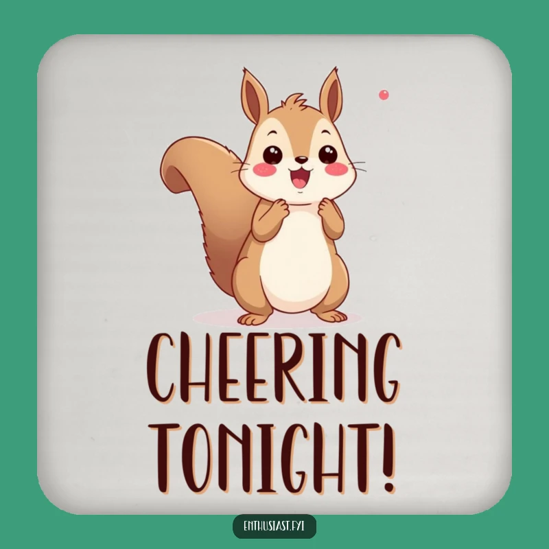 Funny Squirrel Cheering Coasters (Set of 4): Protect Surfaces with Playful Spirit