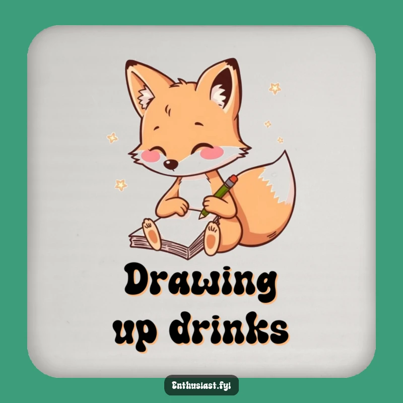 Funny Fox Sketching Coaster - Artistic Protection for Your Surfaces