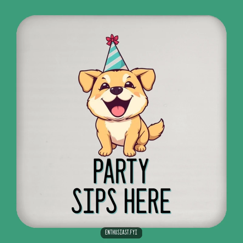 Funny Dog Party Coaster: Protect Surfaces with Festive Humor - Unique Gift!