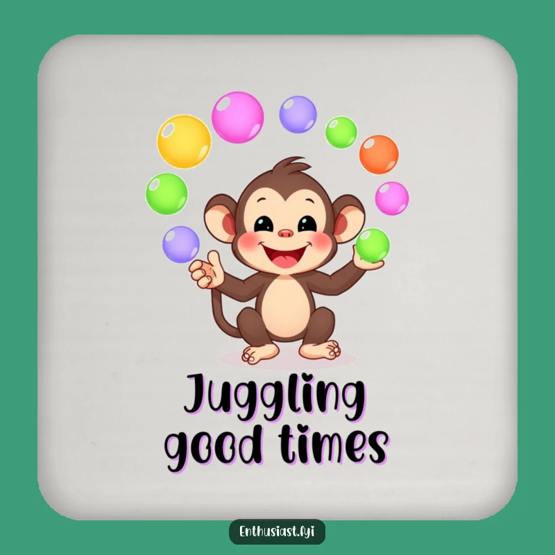 Funny Monkey Juggling Drink Coaster - Playful Surface Protector Gift