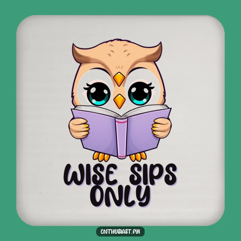 Funny Happy Owl Reading Coaster: Protect Surfaces with Wisdom