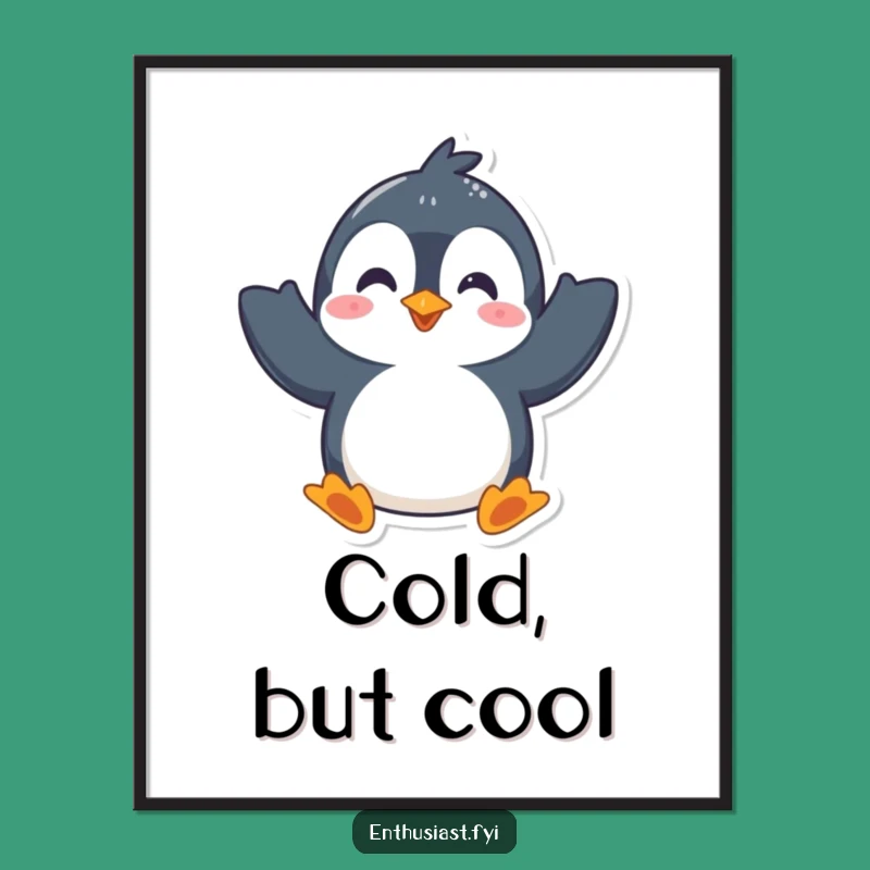 Funny Penguin Greeting Poster: Add Cheerful Waves and Smiles to Your Walls