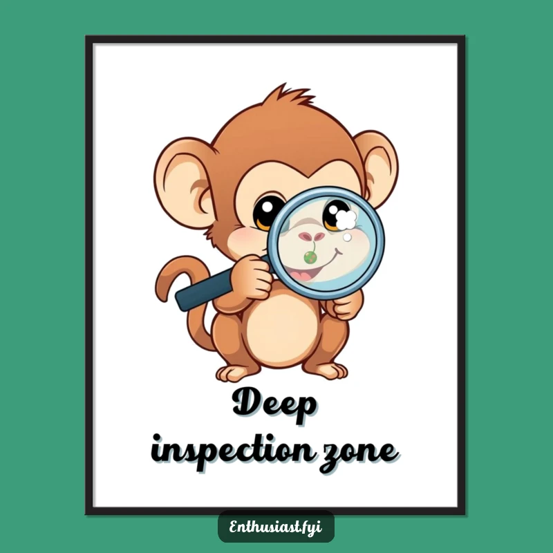 Funny Monkey Magnifying Poster: Curious Detail Art, Hilarious & Intriguing Funny Gift for Art Lovers