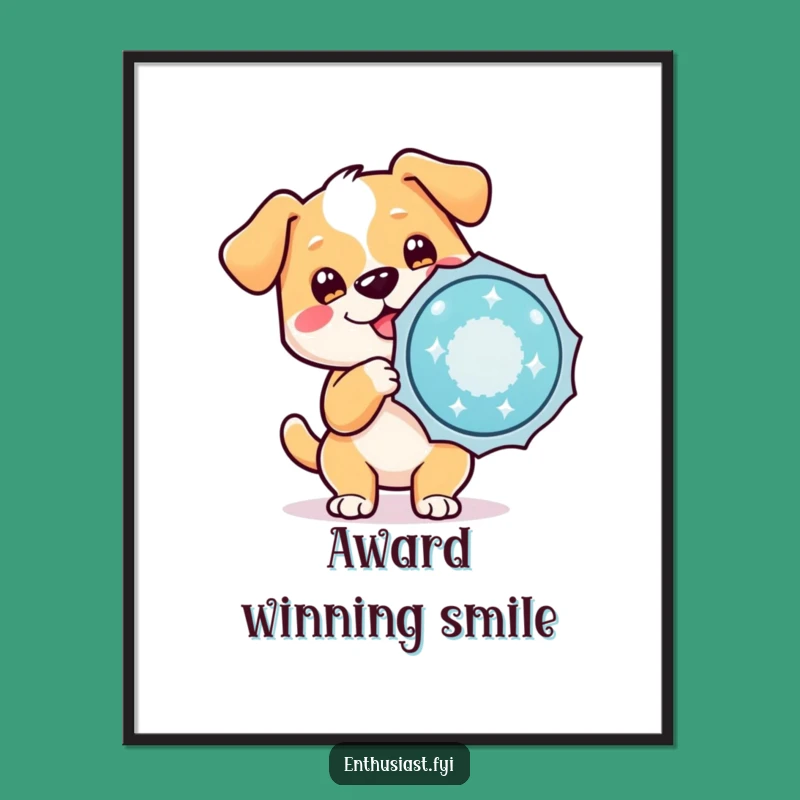 Funny Dog Badge Poster: Character's Celebratory Art, Whimsical Wall Decor for Dog Fans