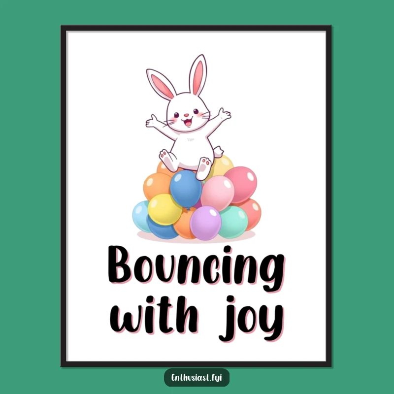 Funny Rabbit Balloon Leap Poster: Add Joyful Celebration to Your Walls