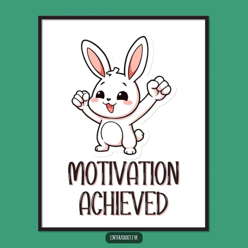 Funny Rabbit Fist Pump Poster: Motivational Wall Art for a Hilarious Gift!