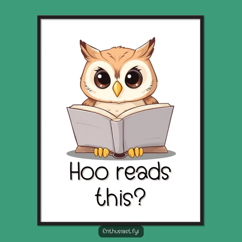 Funny Owl Reading Poster: Intellectual Art for a Scholarly Space