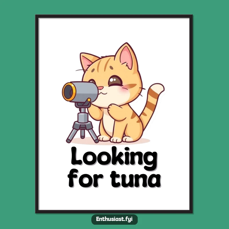 Funny Cat Telescope Poster: Decorate Your Space with Celestial Wonder!