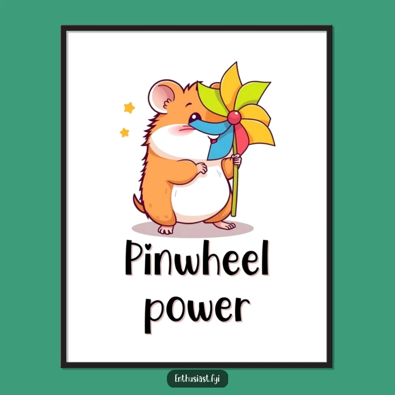 Funny Energetic Hamster Poster: Colorful Pinwheel Art for a Cheerful Room