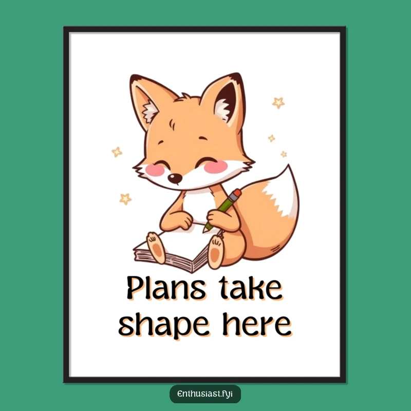 Funny Fox Sketching Poster - Artistic Wall Art for Fox Lovers