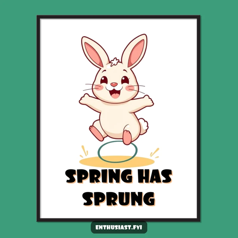 Funny Rabbit Spring Bounce Poster: Brighten Your Walls with Laughter