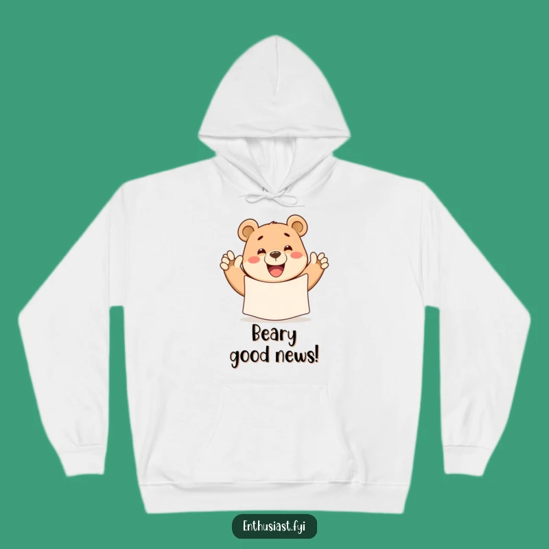 Funny Bear Waving Banner Hoodie - Cozy & Cheerful Bear Fan Apparel